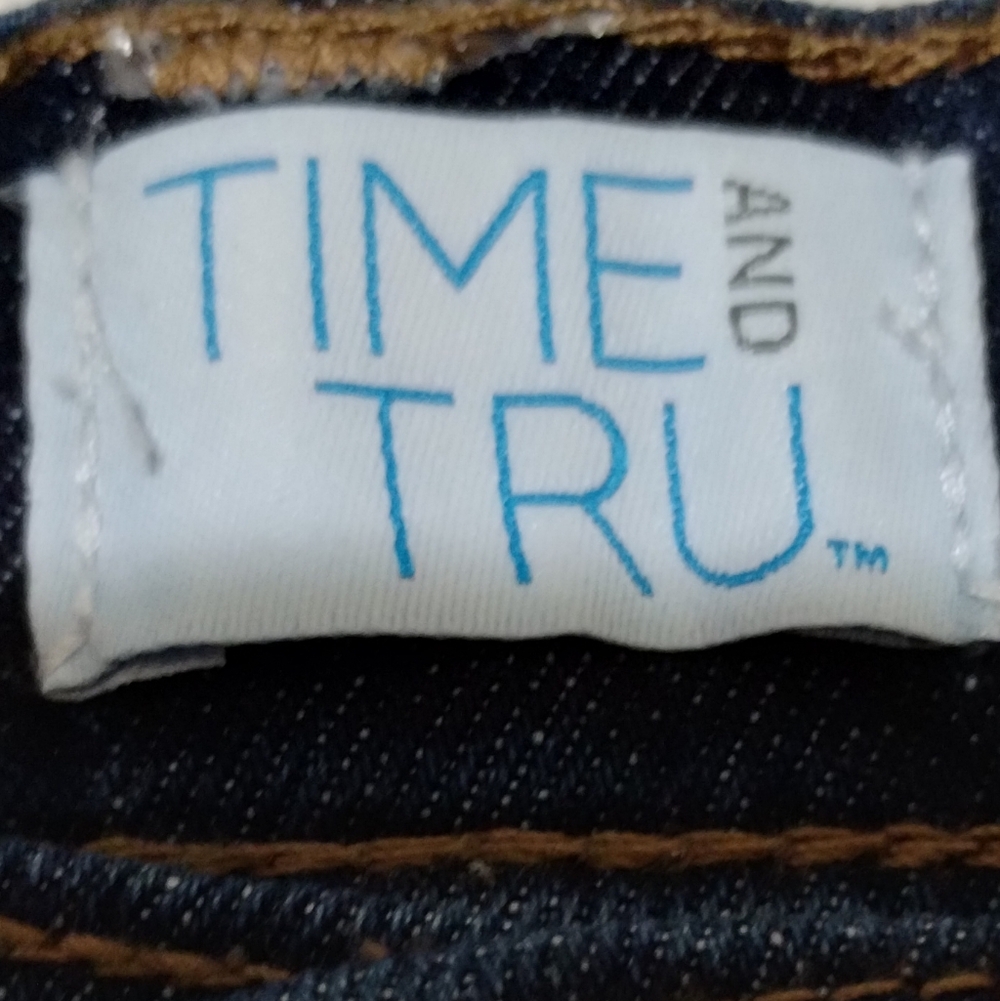 Time and Tru Women's Size 16 Dark Blue Denim High Rise Bermuda Shorts - Picture 2 of 6